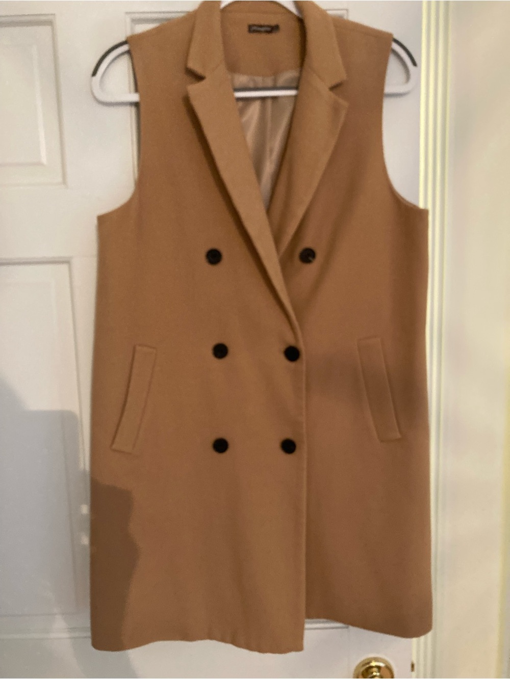 J. McLaughlin Camel Double-Breasted Sleeveless Vest